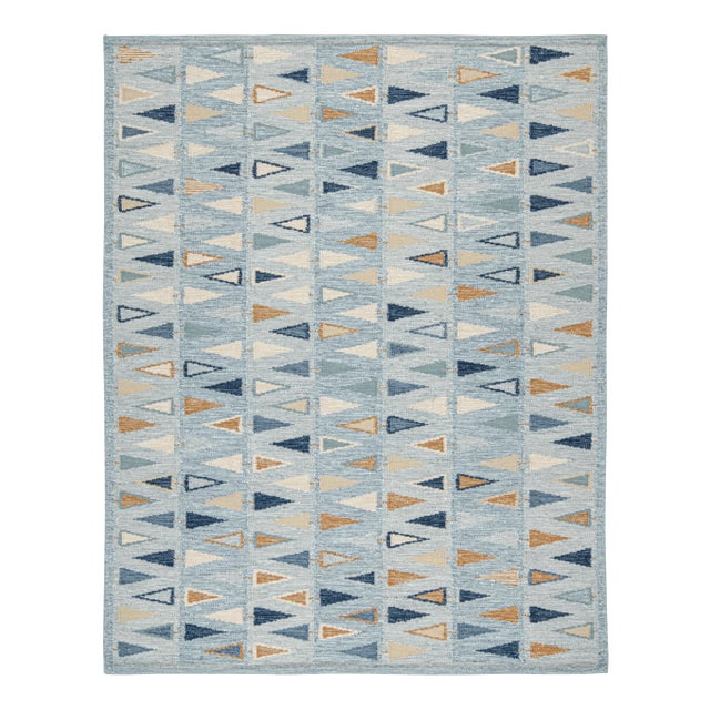Blue Swedish Geometric Rug by Celerie Kemble for Chairish in Sky - Yarn Card For Sale - Image 8 of 8
