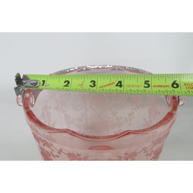 Early 20th Century Fostoria Versailles Pink Depression Glass Ice Bucket With Metal Handle 4503b For Sale - Image 14 of 16