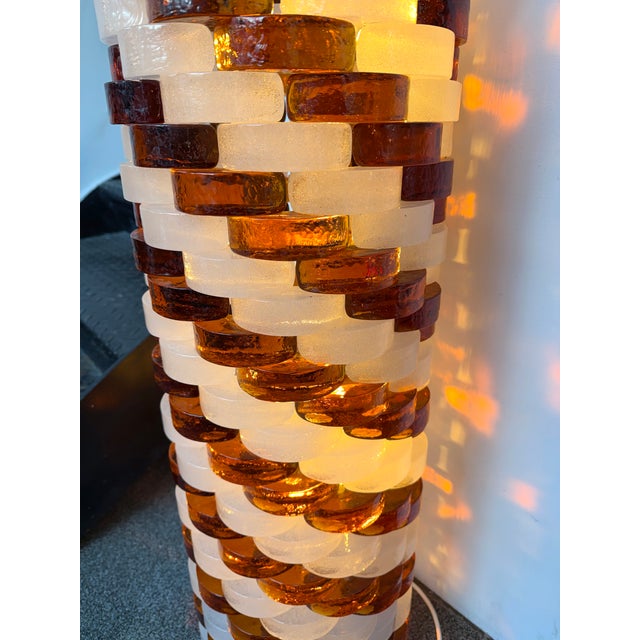Amber Mid-Century Modern Glass Cube Tower Floor Lamp by Poliarte, Italy, 1970s For Sale - Image 8 of 13