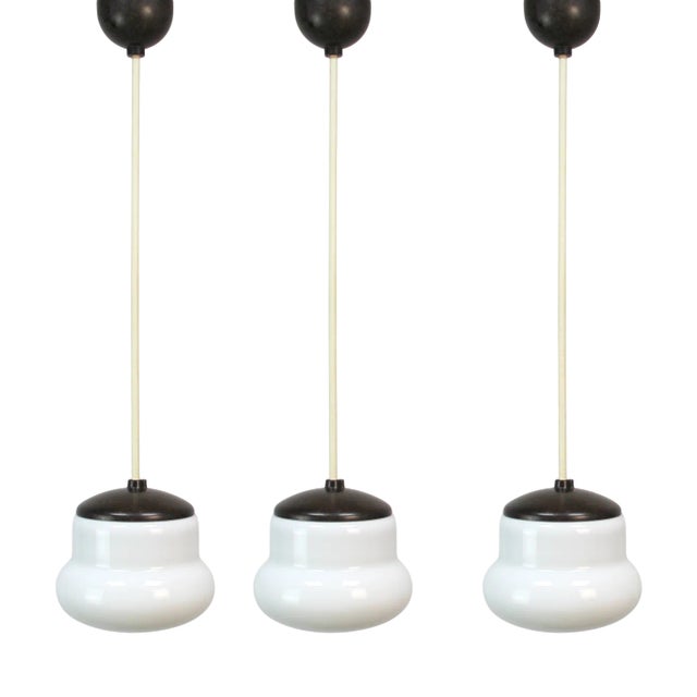 Czech Lamps in Bakelite and Opaline, 1950s, Set of 3 For Sale