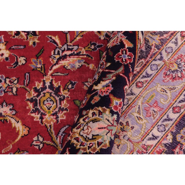 Textile Shabby Chic Persian Kashan Red/Purple Wool Rug - 9'8'' X 13'9'' For Sale - Image 7 of 10