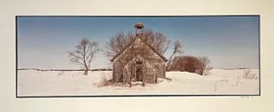 Maxwell Mackenzie, Everts Township Schoolhouse, Winter, Large Panoramic Color Photograph Signed, 1993
