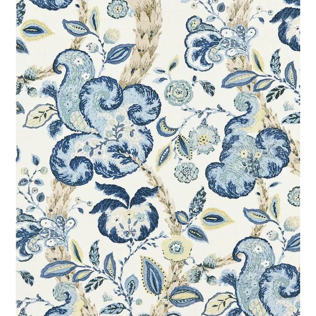 Traditional Sample - The House of Scalamandré Cumbria Hand Block Print Fabric, China Blue on Ivory For Sale - Image 3 of 3