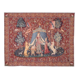 Lady With Unicorn - Tent Loom Woven Tapestry - 147 X 193 Cm (4'10" X 6'4") - Requires Rod Size 5 For Sale