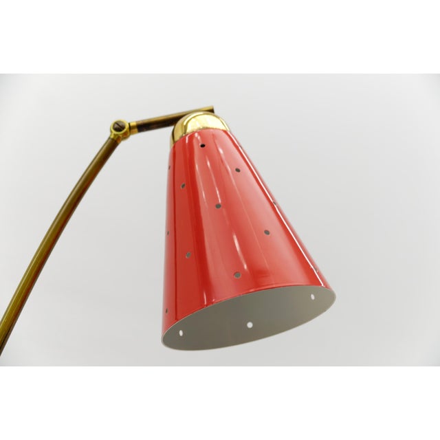 Mid-Century Modern Brass and Perforated Metal Floor Lamp, 1950s For Sale - Image 13 of 18
