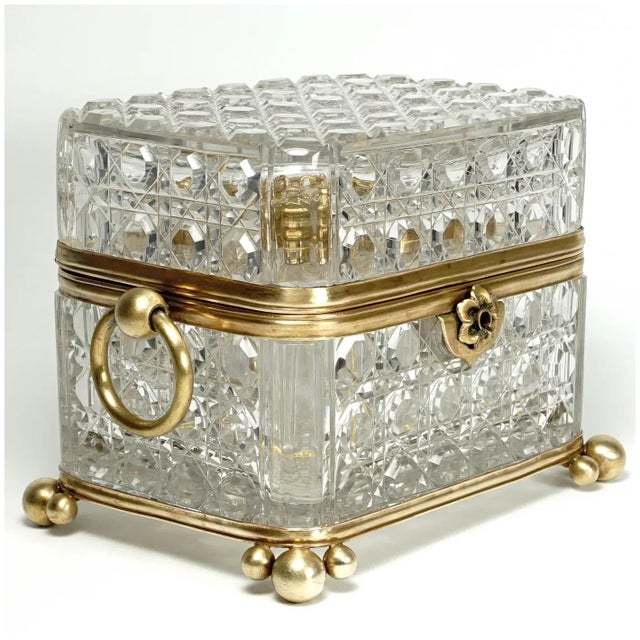 Mid 19th Century Antique Baccarat French Cut Crystal Perfume Box, Casket For Sale - Image 9 of 12