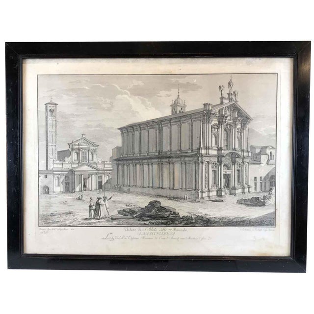 Domenico aspari, san paolo delle monache, milan, 1788. Beautiful view, engraved with etching and engraving, with original...
