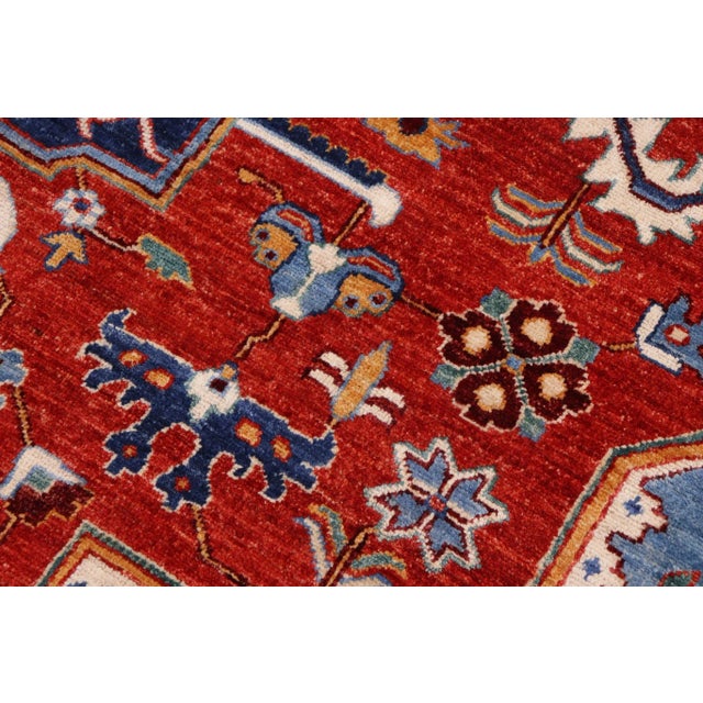 1990s 1990s Southwestern Heriz Ziegler Red Blue Hand-Knotted Rug - 8'9'' X 11'5'' For Sale - Image 5 of 8