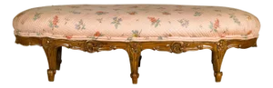 19th Century French Louis XV Style Footstool with Six Carved Cabriole Legs