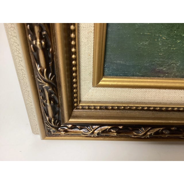 Mid-Century Modernist Impressionist Oil Painting by Linda Mikhael – Villa by the Sea For Sale - Image 4 of 8