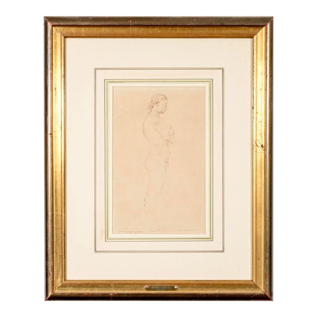 Victoria Hutson Huntley (American , Ny 1900 - 1971) Pen & Ink Drawing on Paper - Figure Study of a Male Nude 1939 For Sale