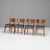 Set of 4 mid-century dining chairs, re-polished and newly covered in a smoky blue velvet. U.K circa 1960.