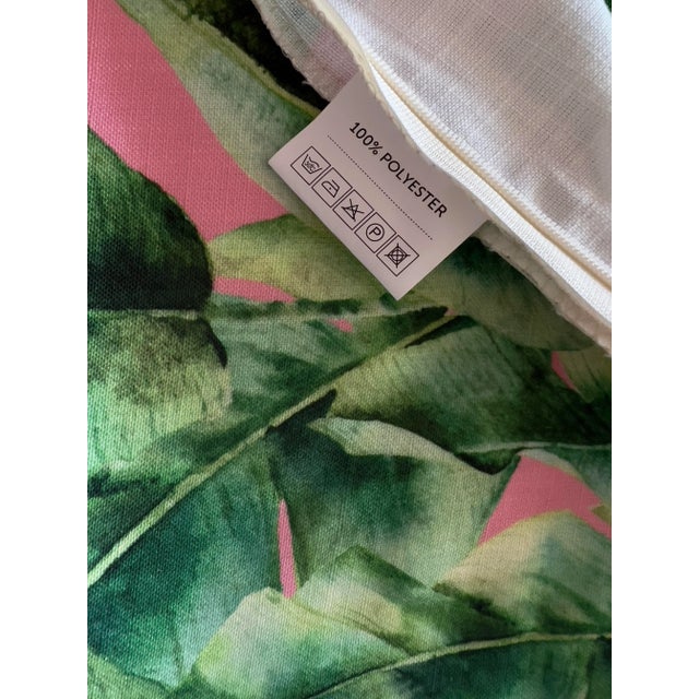 Contemporary Dominican Banana Leaves with Pink Pillow Cover For Sale - Image 9 of 11