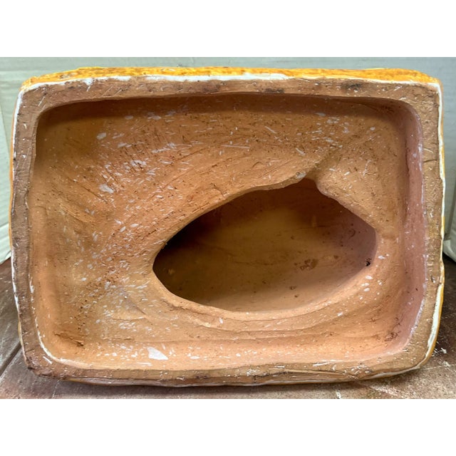 Pink Mid-Century Italian Terracotta Hand Painted Mother Pig & Baby on Pillow Figurine For Sale - Image 8 of 9