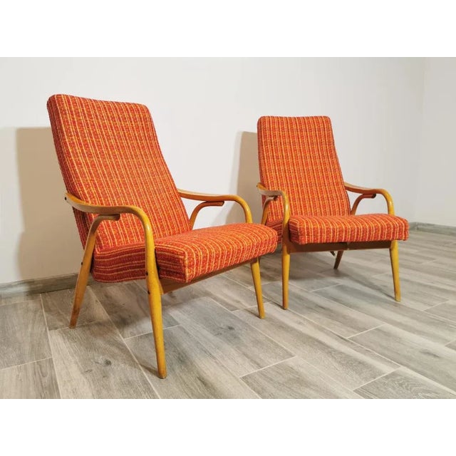 Textile Set of Lounge Chairs by Antonin Suman for Ton For Sale - Image 7 of 18