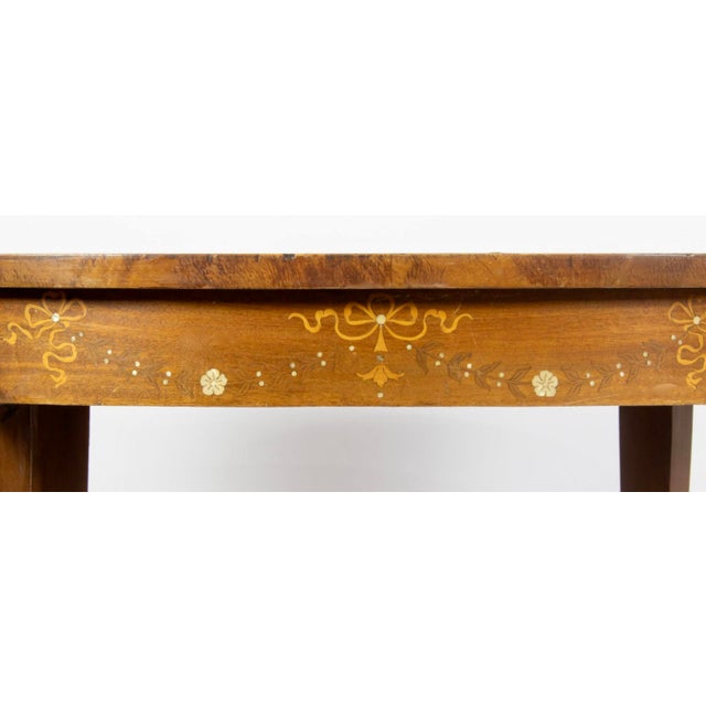 Art Nouveau Very Large French Marquetry Decorated Oval Occasional Table For Sale - Image 3 of 6