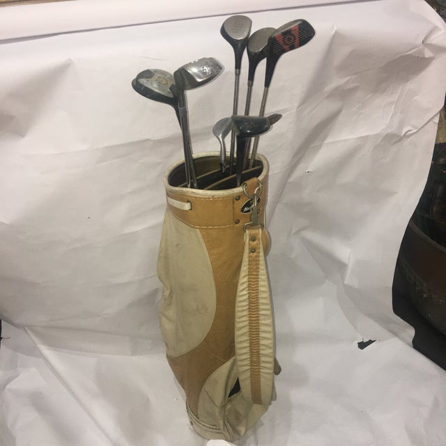 Vintage Leather & Vinyl MacGregor Golf Bag & Clubs Set of 9 Chairish
