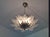 Vintage Mid Century Modern Murano Style Frosted Glass Leaf Chandelier in 3-Light Ceiling Pendant Light Hollywood Regency Brass Chandelier For Sale - Image 6 of 8