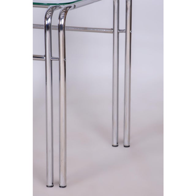Bauhaus 20th Century Seating Set with Table in Chrome & Glass, Slovakia, 1970s, Set of 3 For Sale - Image 3 of 15
