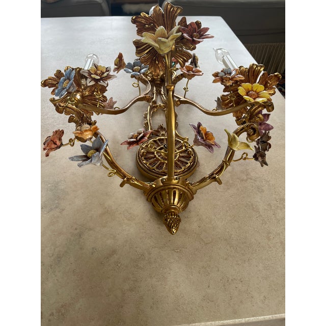 Mariner Wall Scones Casted Bronze & Ceramic Flowers 19328-0 For Sale - Image 10 of 11