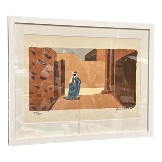 Lars Norrman, Figure in a Sunlit Desert, 1950s, Lithograph, Framed For Sale