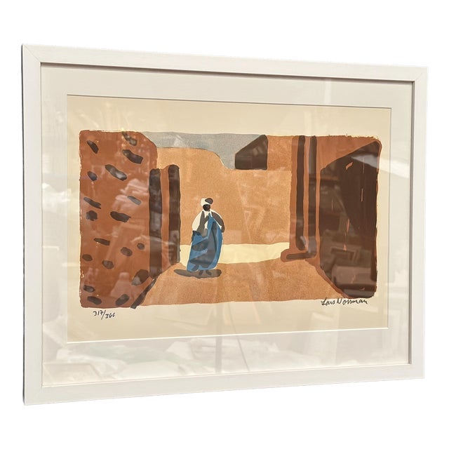 Lars Norrman, Figure in a Sunlit Desert, 1950s, Lithograph, Framed For Sale