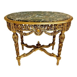French Style Marble Topped Side Table For Sale