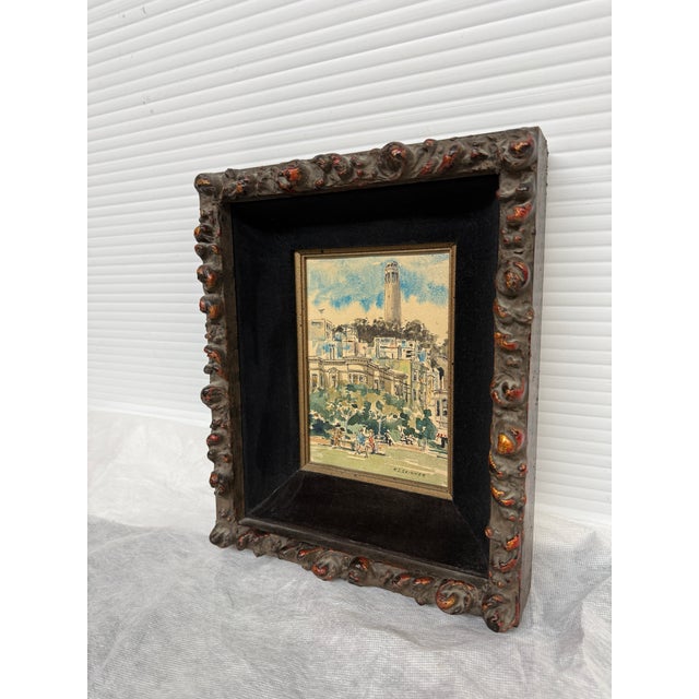 R. J. Skinner Original Watercolor Coit Tower, Signed + Framed For Sale - Image 9 of 12