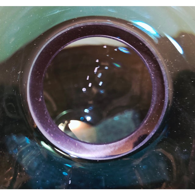 Glass Contemporary Studio Glass Gradient Vase in Teal and Charcoal For Sale - Image 7 of 12