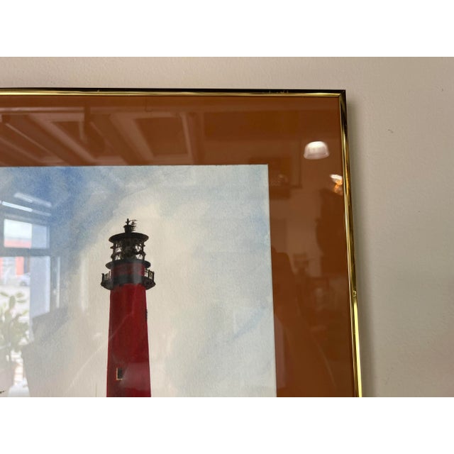 Vintage Lighthouse Landscape Watercolor Painting, Signed For Sale In Miami - Image 6 of 13