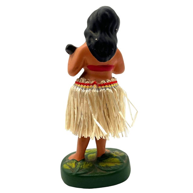 Mid-Century Modern Mid 20th Century Ceramic Hawaii Hula Girl Dancing Ukulele Player Bobble Doll For Sale - Image 3 of 7