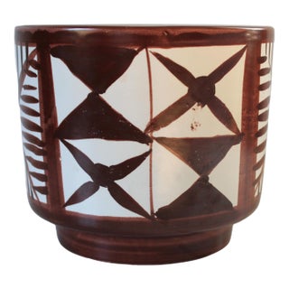 Vintage Italian Brown & White Pottery Planter For Sale