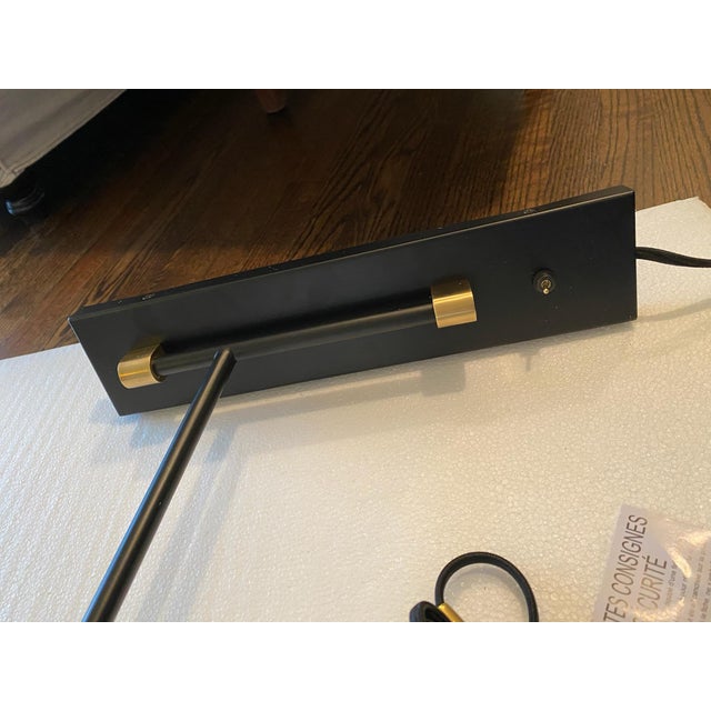 Visual Comfort Visual Comfort Frankfort Articulating Wall Light in Black and Hand-Rubbed Antique Brass With Linen Shade For Sale - Image 4 of 13