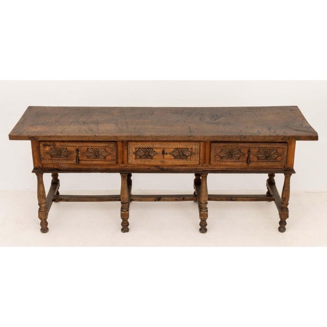 Spanish Baroque-Style Walnut Console Table For Sale - Image 4 of 11