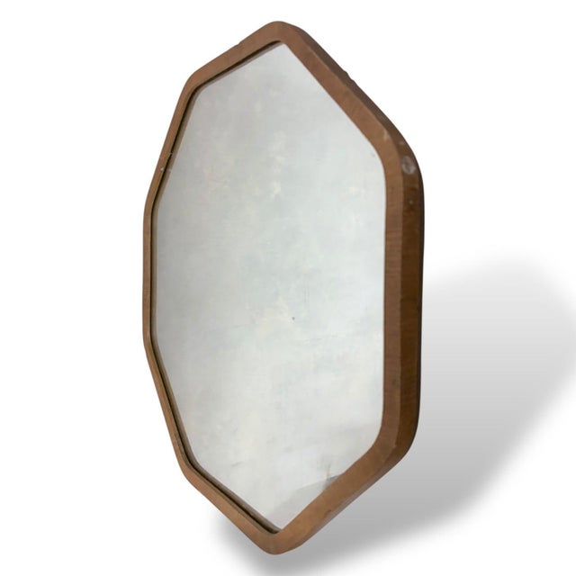 Vintage Oak Octagonal Wall Mirror For Sale - Image 6 of 8
