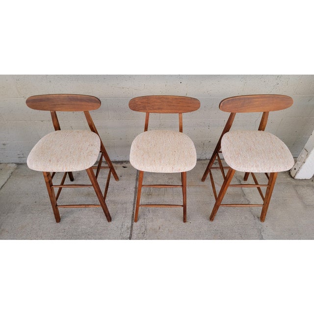 Mid-Century Modern Mid-Century Modern Counter Top Stools - Set 3 For Sale - Image 3 of 15