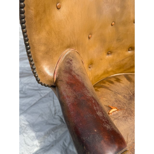 Mid 19th Century Napoleon III / Regency Leather Wing Chair For Sale - Image 4 of 9