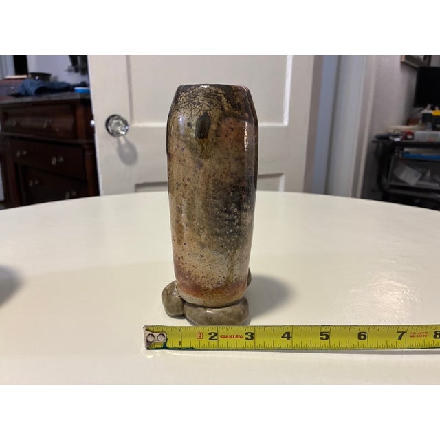 1970s 1970s Biomorphic Brutalist Studio Pottery Vessel With Pebble Base – 7" Sculptural Stoneware Bud Vase For Sale - Image 5 of 7