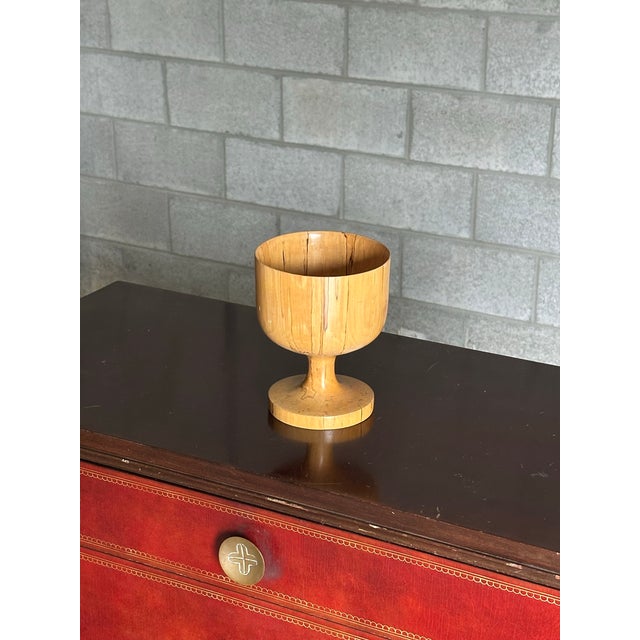 Large goblet shaped bowl produced in Sweden circa 1940s. Signed on underside as shown. Very nice size and form. Great patina.