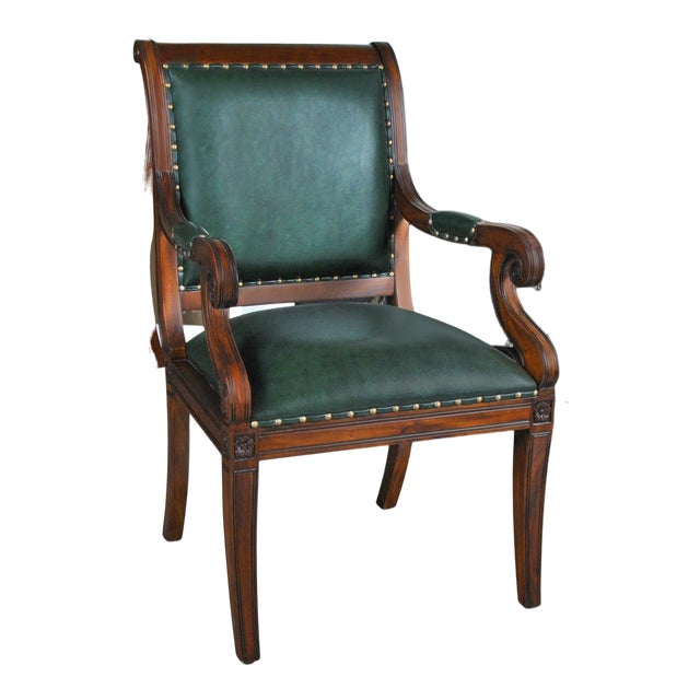 Niagara Furniture Green Leather Chair For Sale