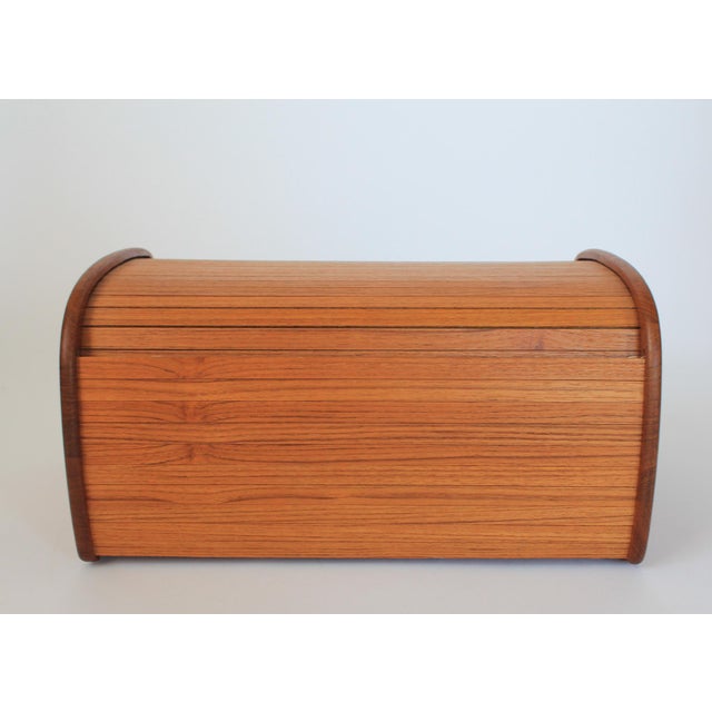 1970s Teak Wood Tambour Organizer Box For Sale In Milwaukee - Image 6 of 10