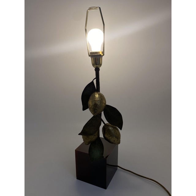 Hollywood Regency Table Lamp with Lemon-Shaped Base from Maison Charles, France, 1970s For Sale - Image 5 of 15