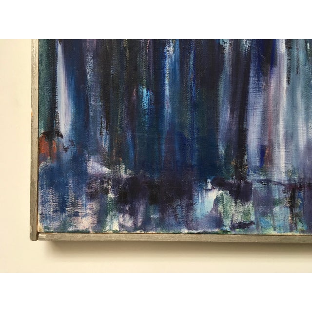 Large Signed Abstract Expressionist Painting by Schaeffer in Custom Silver Frame For Sale - Image 4 of 9