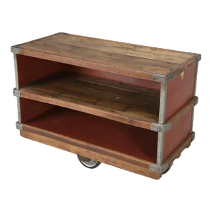 French Repurposed Mobile Suroy Storage Container Into a Bar Cart or Office Cart