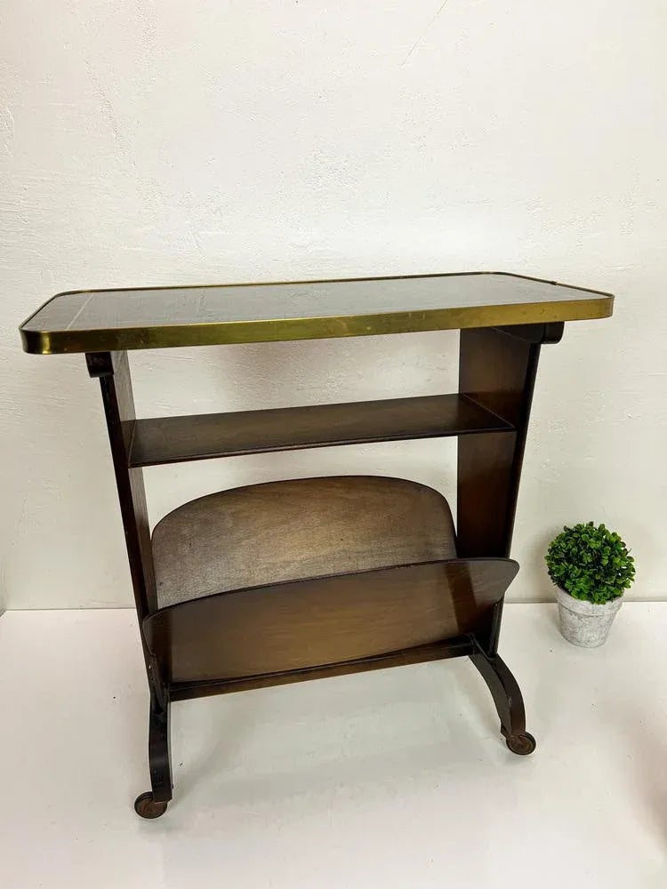 Vintage Side Table or Magazine Rack on Wheels, 1950s | Chairish