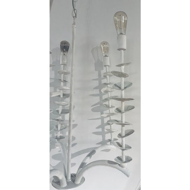 Stylish Jamie Young Modern White Metal Petal Chandelier. Showroom floor sample