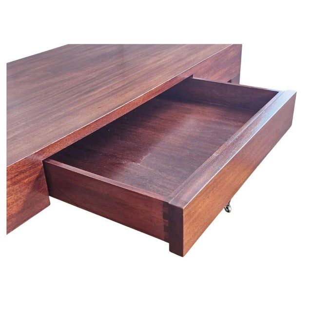 Mid 20th Century Pair of Midcentury Style Single Drawer Wood Consoles For Sale - Image 5 of 5