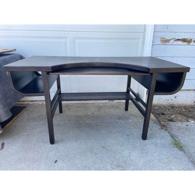 The Restoration Hardware French Factory Industrial Metal Desk With Patina is a stylish and functional addition to any home...