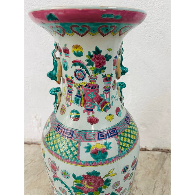 1940s Large Vintage Chinoiserie Vase For Sale - Image 5 of 9