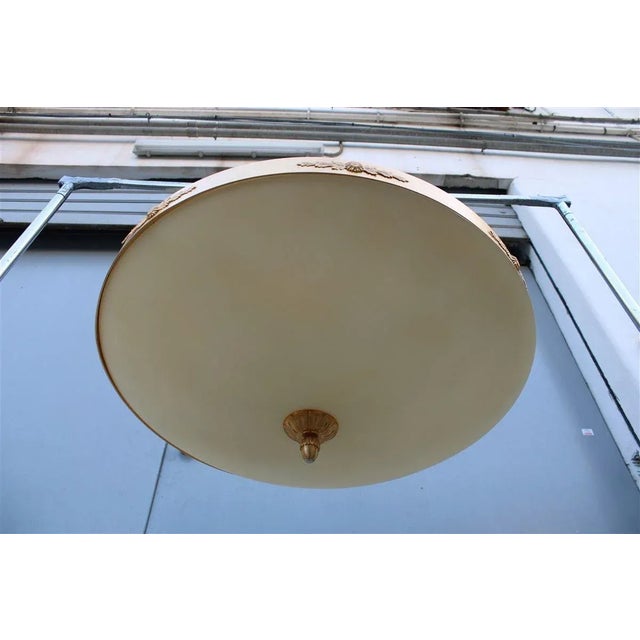Round Chandelier in Brass and Murano Glass, 1970s For Sale - Image 10 of 18